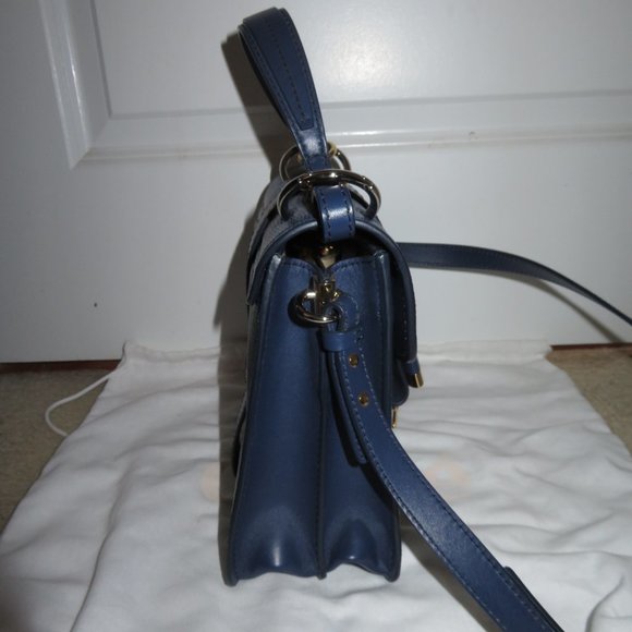 Chloe Medium Aby Lizard Embossed Calfskin Shoulder Bag In Captive Blue - Picture 13 of 17
